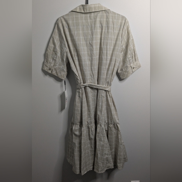 Calvin Klein size 10 Short Sleeve Cotton Blend Dress - Beige/White - Picture 9 of 11